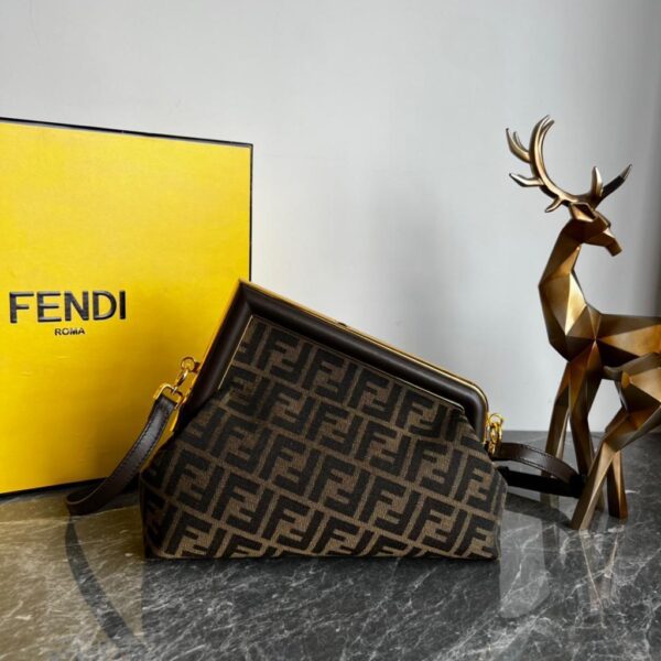 Fendi Bag Knitte Fabric Women Handbag - Coffee Brown and black - Image 5