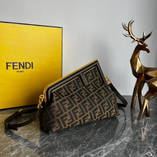 Fendi Bag Knitte Fabric Women Handbag - Coffee Brown and black - Image 3