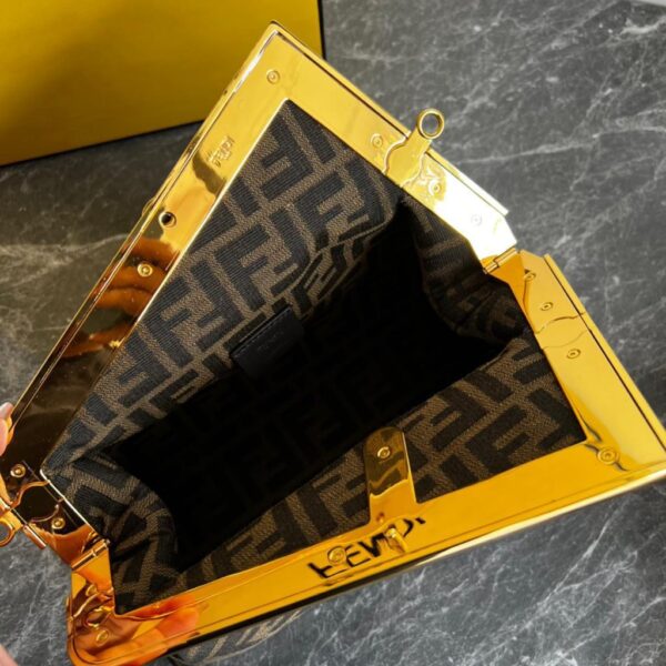 Fendi Bag Knitte Fabric Women Handbag - Coffee Brown and black - Image 9