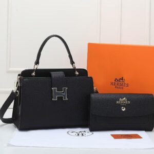 Hermes Leather Ladies Shoulder Square Handbag - Black