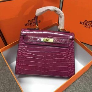 Hermes Leather Ladies Shoulder Square Handbag - Dark maroon