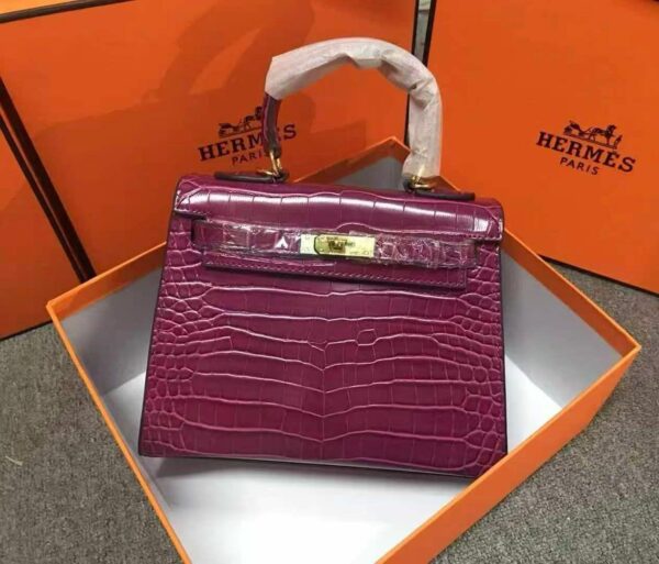 Hermes Leather Ladies Shoulder Square Handbag - Dark maroon