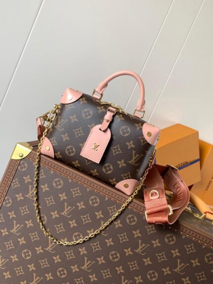 Louis Vuitton side trunk MM bag with pink hardware