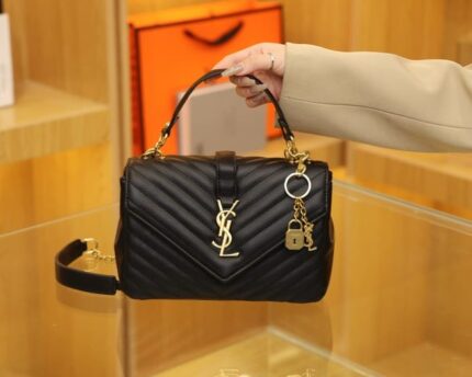 Saint Laurent Medium College Bag in Black