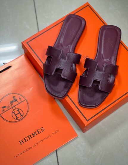 Hermès Oran sandals in wine color