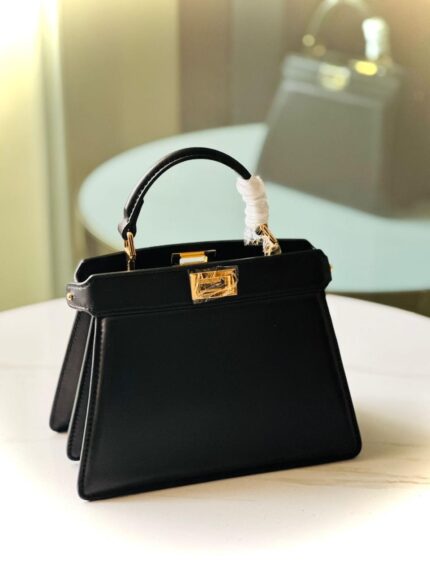 Fendi Peekaboo ISeeU Petite bag in black nappa leather with gold-finish metalware
