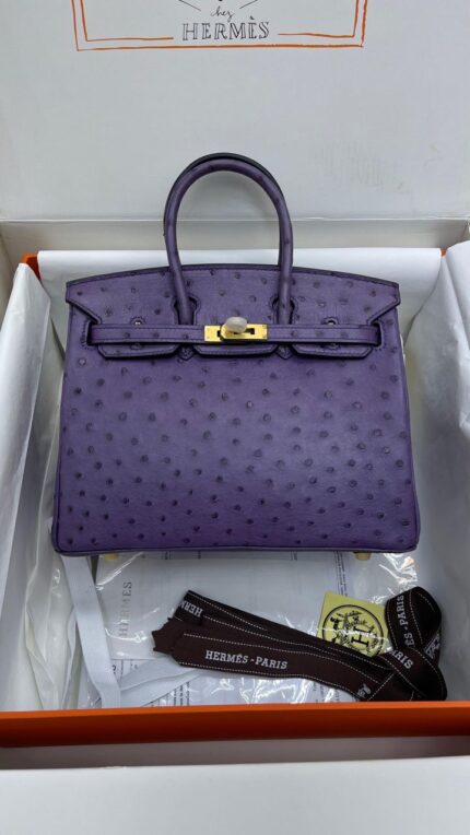 Hermes Birkin Bag Ostrich Leather Gold Hardware