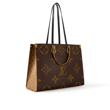 Louis Vuitton OnTheGo GM tote bag in Monogram and Monogram Reverse coated canvas.