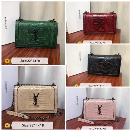 Saint Laurent Medium Sunset bag in crocodile-embossed leather