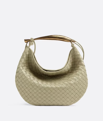 Bottega Veneta Medium Sardine Intrecciato leather shoulder bag in a pale green