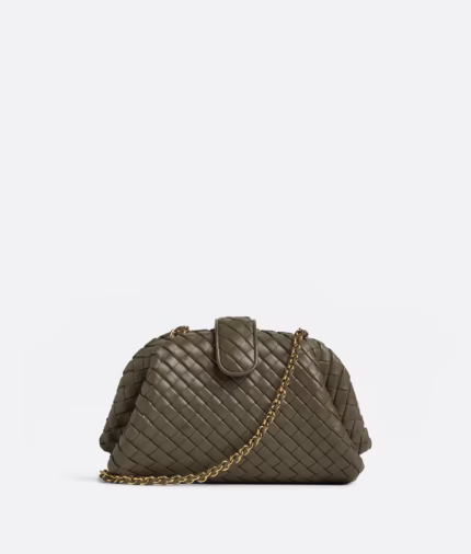 Bottega Veneta Lauren 1980 small intrecciato leather clutch green