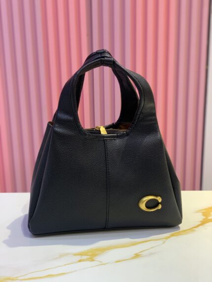 Black Coach Lana Shoulder Bag 23 in polished pebble leather