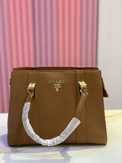 Prada brown leather tote bag