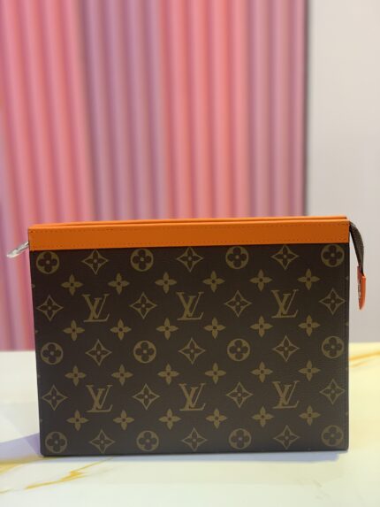 Louis Vuitton Pochette Voyage MM pouch in Monogram Macassar coated canvas