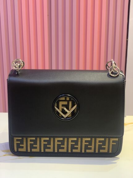 Fendi Kan I F shoulder bag in black leather