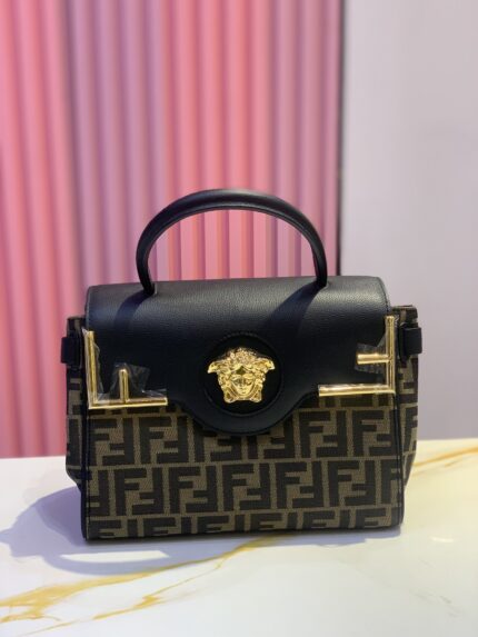 Fendi Baguette Wallet on Chain in brown FF jacquard fabric