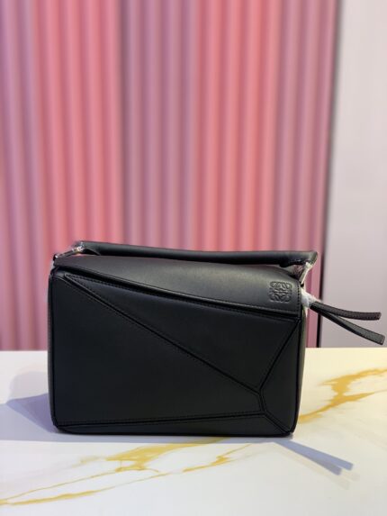 Loewe Mini Puzzle bag in black calfskin