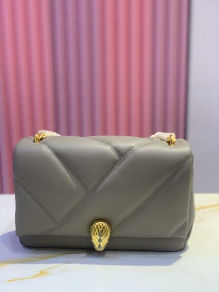Bvlgari Serpenti Cabochon cross-body bag in foggy opal grey calf leather