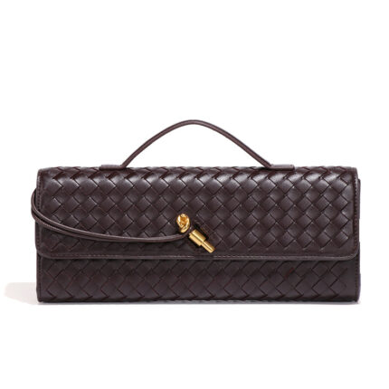 Bottega Veneta Andiamo Clutch in a dark brown or "Barolo" color