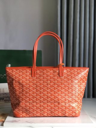 Goyard Artois MM bag in orange with the signature Goyardine canvas