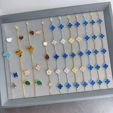 Van Cleef & Arpels Alhambra and Perlée clover bracelets in various materials and colors