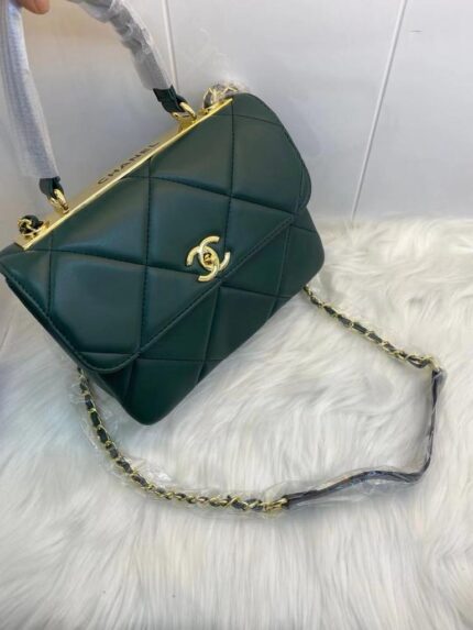 Chanel Trendy CC Top Handle bag in black lambskin leather with gold-tone hardware