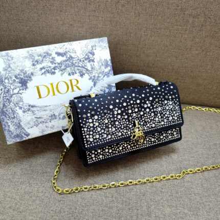 My Dior Bag blue  straps-Embroidered satin