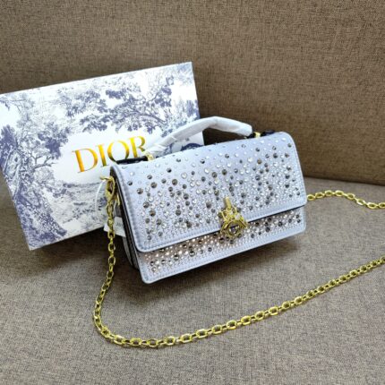 My Dior mini bag grey strass Embroidered satin