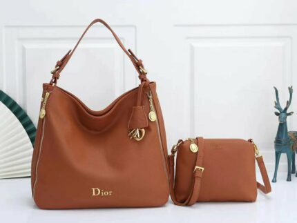 brown faux leather Dior hobo bag