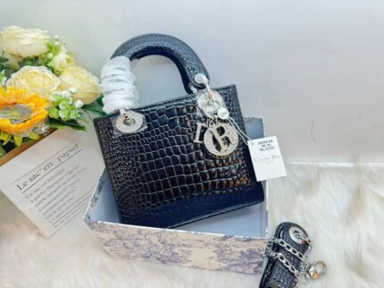 Crocodile Lady Dior handbag black