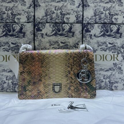 Dior shoulder bag in a python finish with a silver-tone
