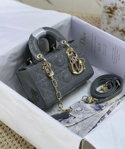 Lady D-Joy Micro Bag Cloud Blue Cannage Lambskin