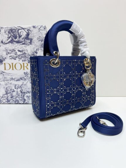 Dior mini lady dior cannage navy