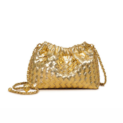 Gold metallic woven evening bag